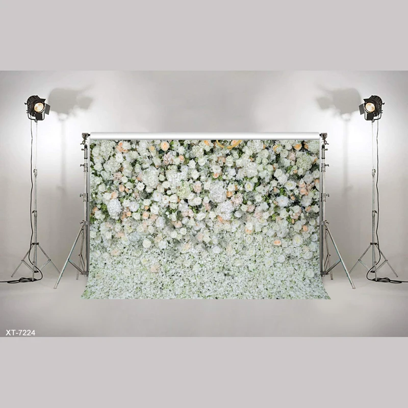 

3D blooming white flowers wall Backdrop bridal shower wedding background photo studio prop vinyl curtain floral wedding backdrop