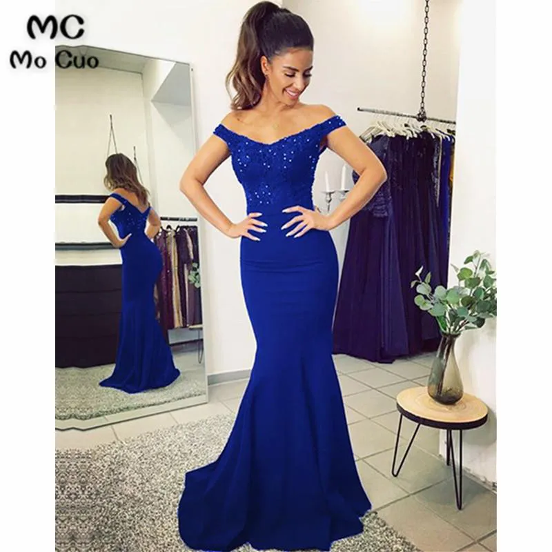 Mermaid V-neck Off Shoulder Bridesmaid Dresses Lace Appliques546