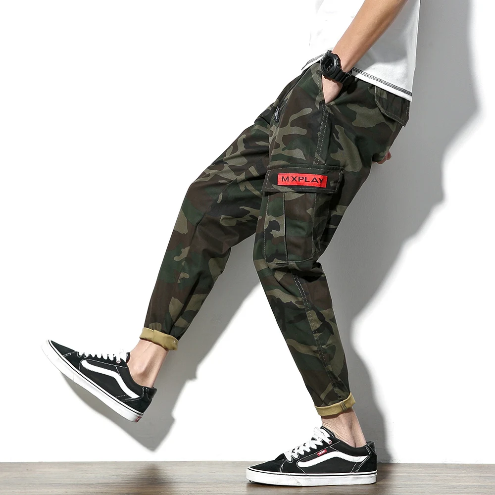 

Summer autumn men's overalls camouflage trousers day wear nine points trousers casual large size