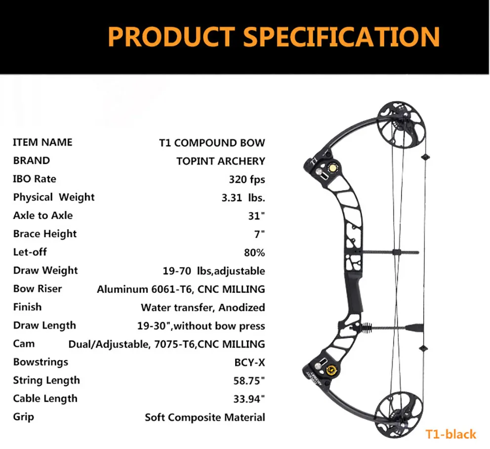 Buy Archery Compound bow package,T1,CNC milling Bow