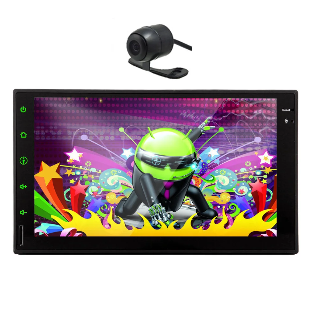 GPS Navigation Android 4.4 Car Video BT Audio Receiver PC Head Unit Double Din System Auto radio Audio NO-DVD Player Car Stereo In Dash 6.2Inch iPod Sub AMP WiFi Internet HD Camera