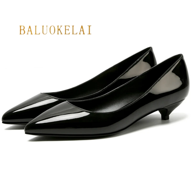 low heel leather pumps