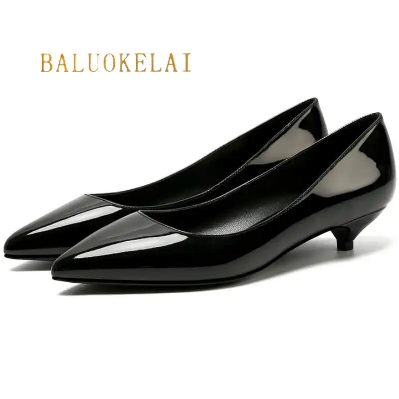 black patent low heels
