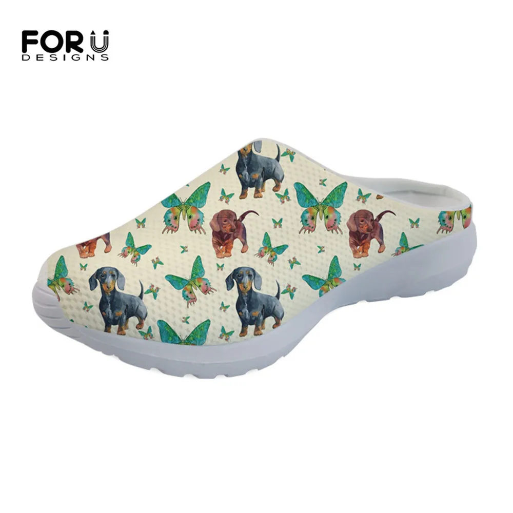 

FORUDESIGNS Summer Ladies Slippers 3D Butterfly Dachshund Pattern Fashion Women Comfortable Mesh Sandals Woman Beach Water Shoes
