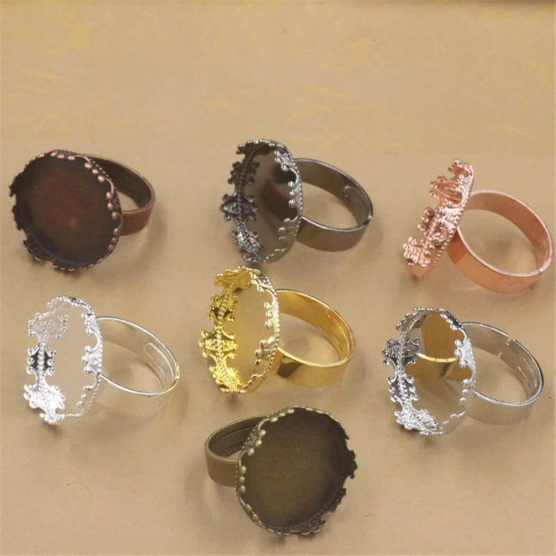 

10Pcs 7 Colors Round Cabochon Base 20mm Blank Ring Settings, Adjustable Ring Tray