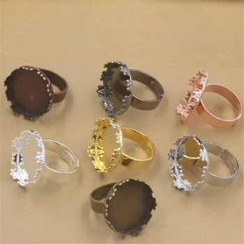 

10Pcs 7 Colors Round Cabochon Base 20mm Blank Ring Settings, Adjustable Ring Tray