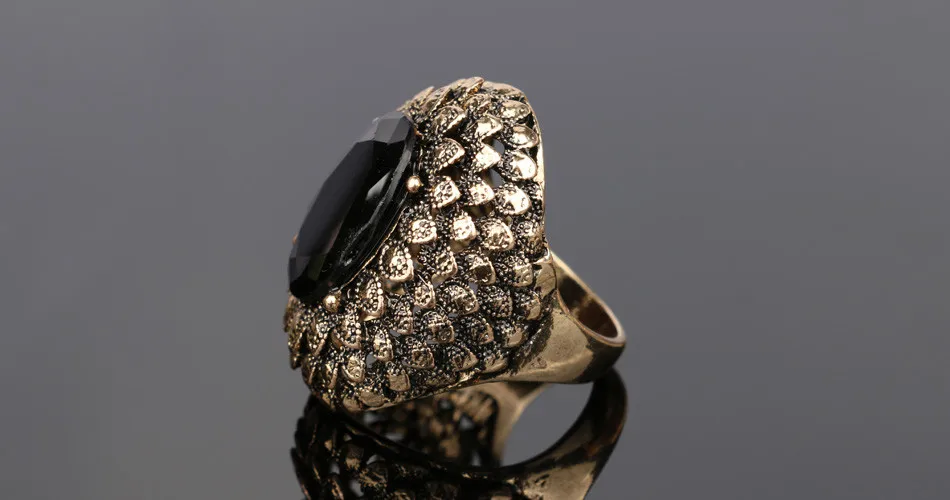 Винтажные Ювелирные изделия, большое богемное кольцо, черный красный камень, золотые обручальные кольца для женщин, индийские массивные ювелирные изделия