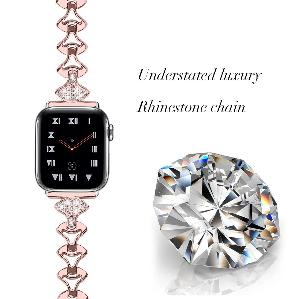 Joyozy женский бриллиантовый браслет apple watch ремешок из нержавеющей стали 38 мм/40 мм/42 мм/44 мм ремешок для apple watch ремешок