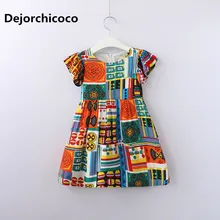 Осенне-летняя детская одежда модное платье с богемным принтом для девочек 2-3-4-5-6-7 лет, одежда для девочек, рукава-крылья