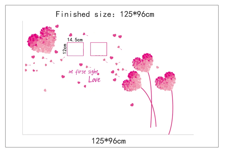 125*96 см фоторамка Любовь цветок наклейки на стену Розовый Синий Зеленый Оранжевый Фиолетовый Сделай Сам стены художественные наклейки украшения романтический домашний декор