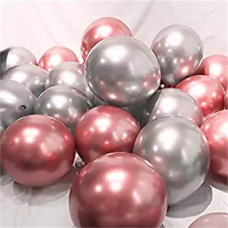 10 шт 12 дюймов Новые шары из латекса цвета металлик толстые жемчужные металлические хромированные цветные шары для свадебной вечеринки - Цвет: silvery red