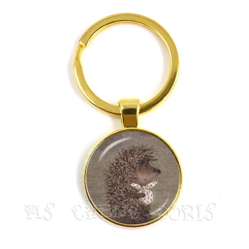 

The Hedgehog in the Mist Key Chains 25mm Glass Dome Keychain Little Hedgehog in the Fog Creative Jewelry For Women Men Kids Gift
