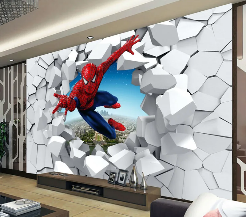 Us 17 54 35 Off Spiderman Wallpaper Custom 3d Photo Wallpaper Super Hero Wall Mural Boys Bedroom Living Room Nursery School Designer Room Decor In