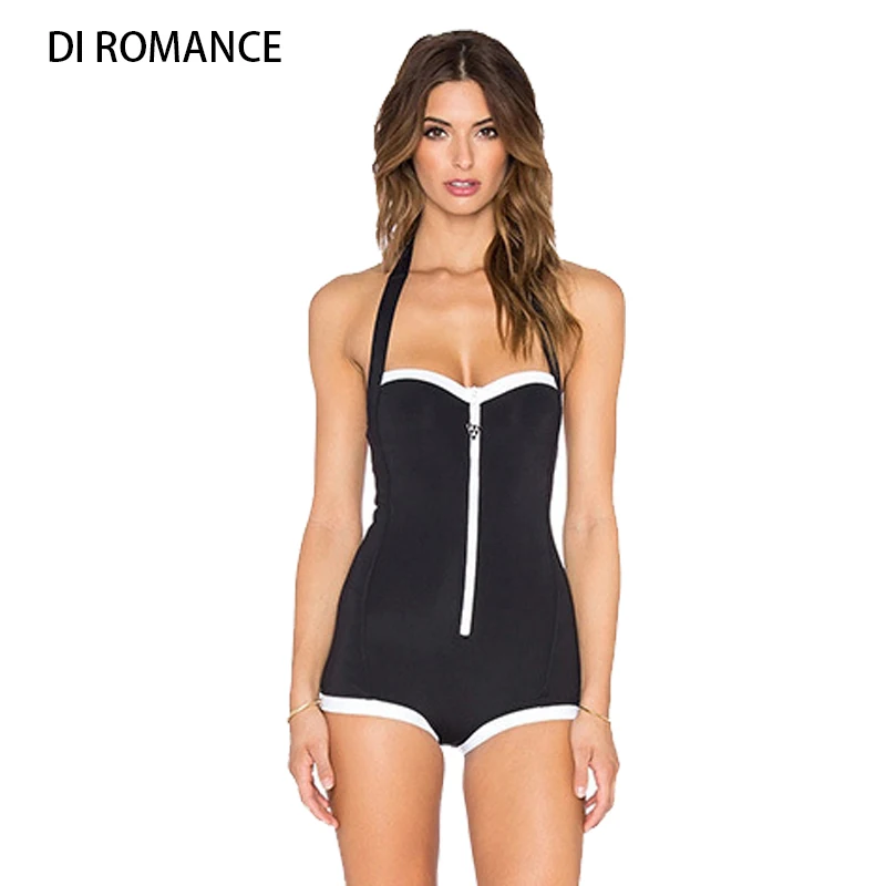 

DI ROMANCE 2017 Retro solid Swimwear Sexy Body Lady New Trendy Backless One-Piece Swimsuit High Quality Bathing Suit D116