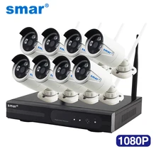 Smar 1080P Беспроводной CCTV Системы 2MP 8CH HD Wi-Fi NVR набор на открытом воздухе IR Ночное видение IP камера, Wi-Fi, Камера безопасности Системы наблюдения