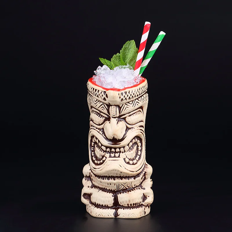 

Hawaii Tiki Cocktail Mug Tiki Island Wine Mugs Ceramic Drinking Cup Art Crafts Creative Hawaii Cups Bar Accessories Tools