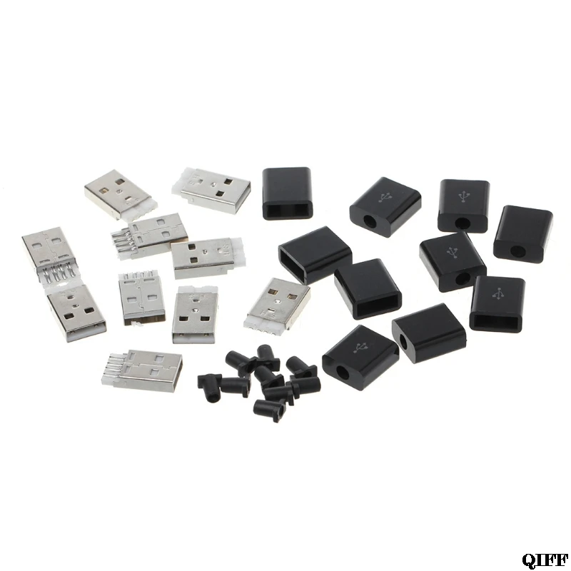 10 шт. DIY USB 2,0 Тип Мужской 4P разъем адаптера розетка с пластиковой оболочкой Mar28