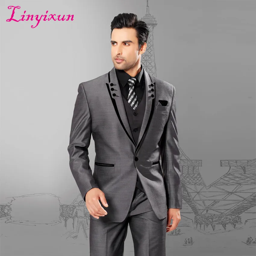 Linyixun New Costume Mariage Homme 2017 Men Suit Button Fly