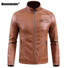 Зимняя мужская флисовая кожаная куртка из плотной искусственной кожи для езды на мотоцикле, Мужская брендовая одежда SA567