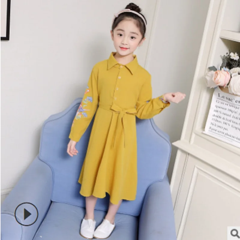 

Girls Dress New 2019 Summer and Spring Cute Children's Dress Girls 2 Print Colors Lolita Style Long Sleeve Dress Size4-14 ly117