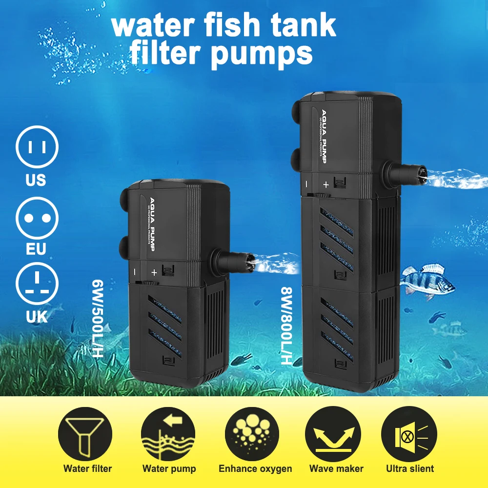 

3 In 1 Pet Aquarium Filters Fish Tank Filter Submersible Oxygen Pump Internal Adjustable Filter Fish Tank Filters Water Pump