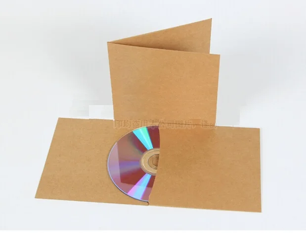 Image Free Shipping  Blank kraft paper cd sleeves,foldable paper sleeves boxes Size12.8*12.8cm