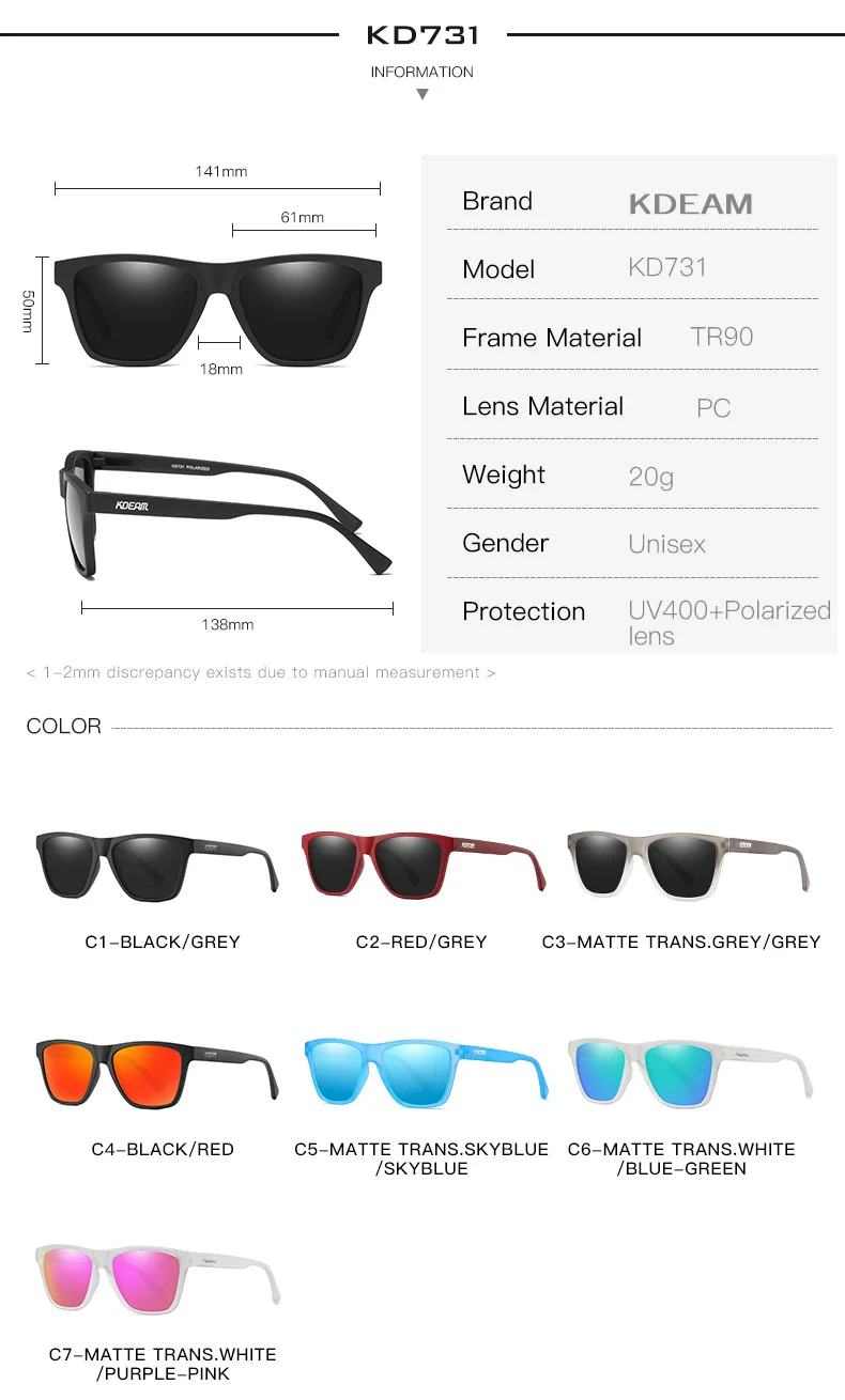 KDEAM, брендовые поляризационные мужские солнцезащитные очки TR90, ультралегкие очки, оправа, квадратные солнцезащитные очки, поляризация, для путешествий, мужские очки, oculos X44