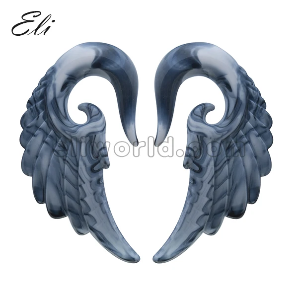 3mm-12.7mm Sold As Pair Fancy Acrylic Angle Wing Spiral Ear Taper Hanger Plug Gauges Expander Stretcher Body Piercing Jewelry | Украшения и