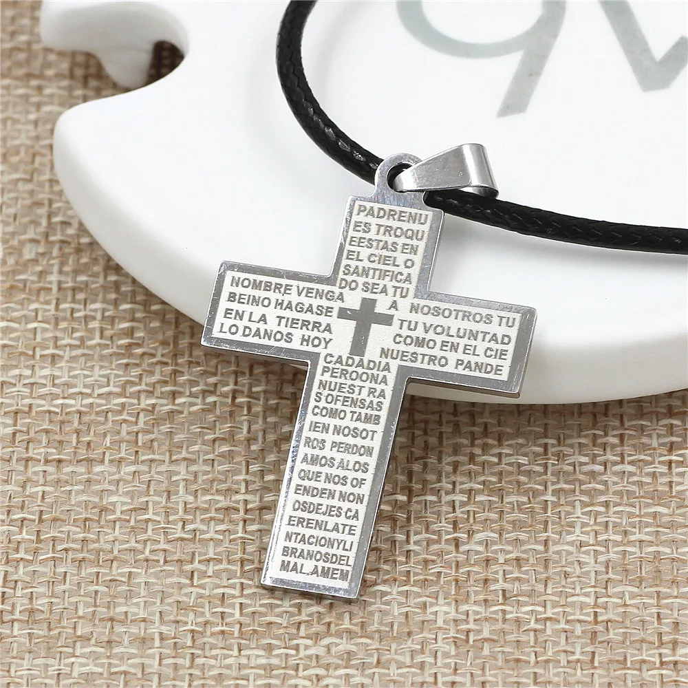 

3 style Bible Scripture Cross Necklace For Mens Stainless Steel Jewelry Cross Pendant, Gift Party Drop shipping