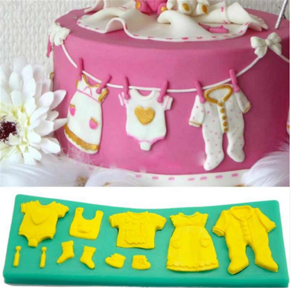 ホット販売砂糖ペーストフォンダン金型ケーキカップケーキ金型 3d ベビー服ベーキングマジパン Aliexpress