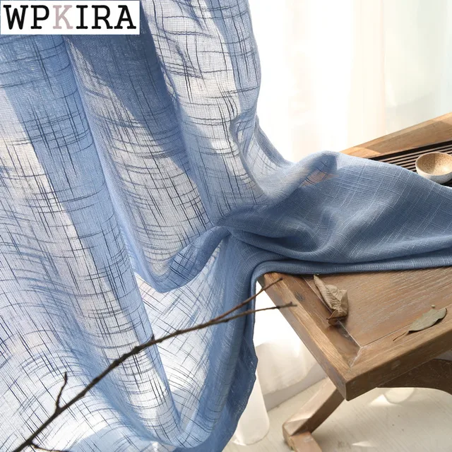 Tende blu solido tulle finestra modern living room di lino bianco tende di tulle Tende blu solido tulle finestra modern living room di lino bianco tende di tulle