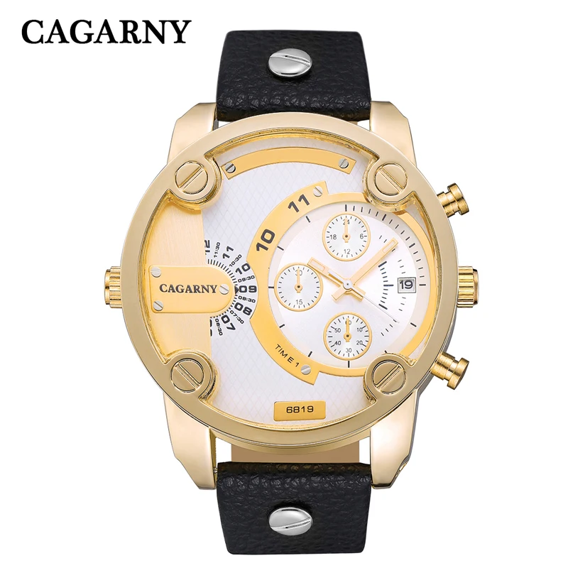 top luxury brand cagarny dz military watch for men rose gold case leather strap men's quartz watches free shipping 2019 (3)