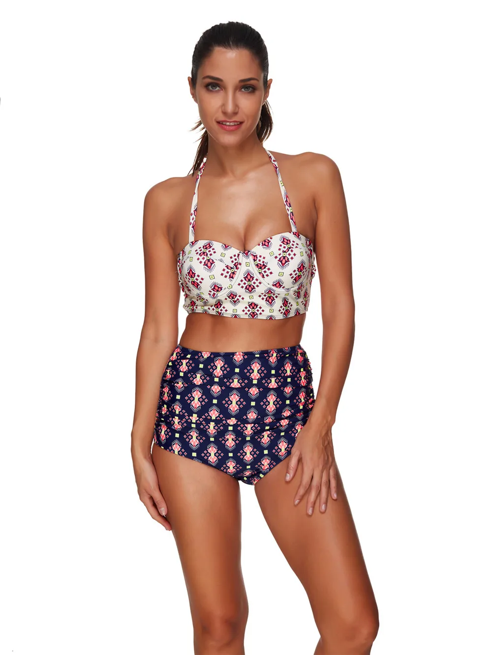 Push Up Padded Bikini Sexy Floral Print  Swimsuit High Waist Swimwear Women Vintage Biquini Bathing Suit Maillot de Bain Femme (7)