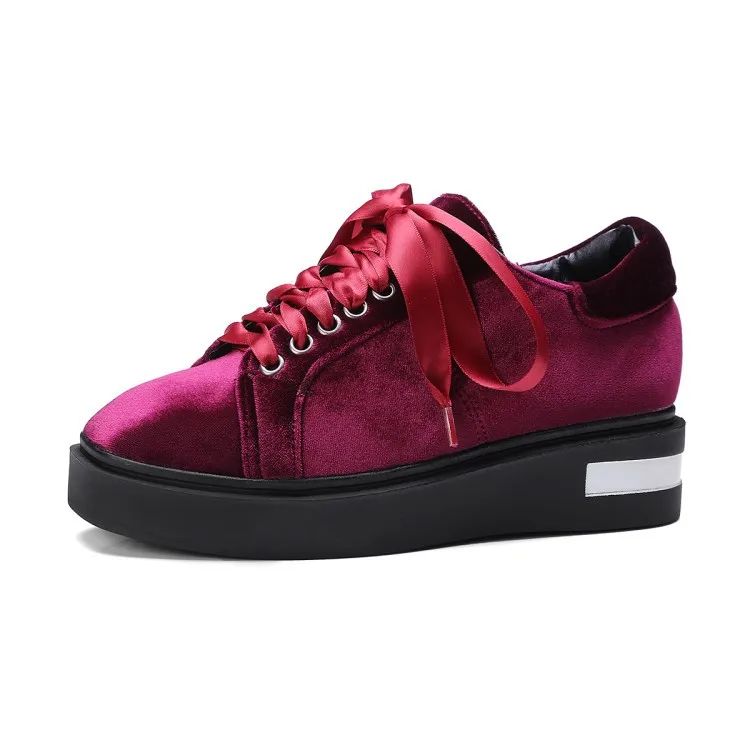 

Suede large size platform shoes women fashion thick bottom with ribbon sponge cake ladies shoes