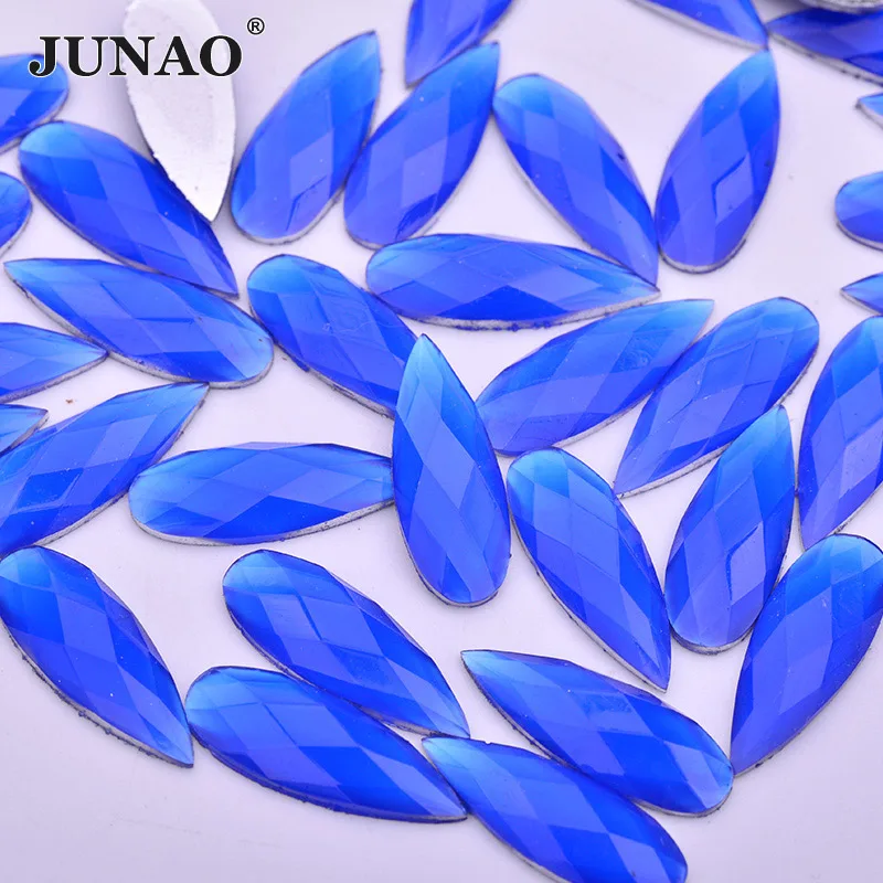 JUNAO, 8x22 мм, 8 цветов, кристаллы AB, стразы, аппликация, каплевидные камни, клей на кристаллах, плоская задняя сторона, полимерные камни для рукоделия, скрапбукинга - Цвет: Blue