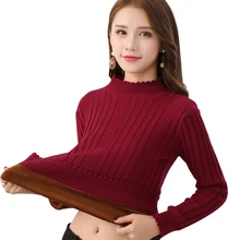 Бархатный плотный теплый свитер для женщин плюс размер пуловеры красная водолазка женские свитера зимняя одежда женский джемпер pull femme