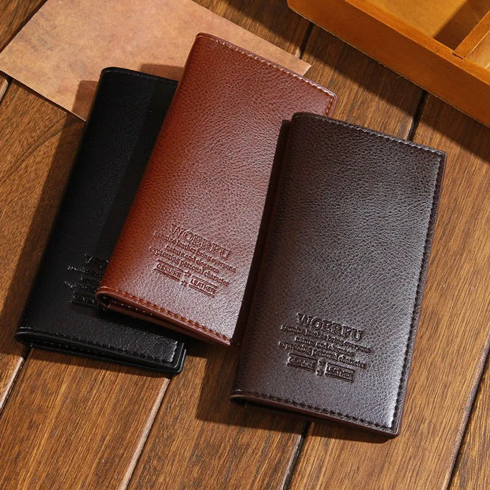 Men PU leather long clutch wallet business men Cards holder purse male