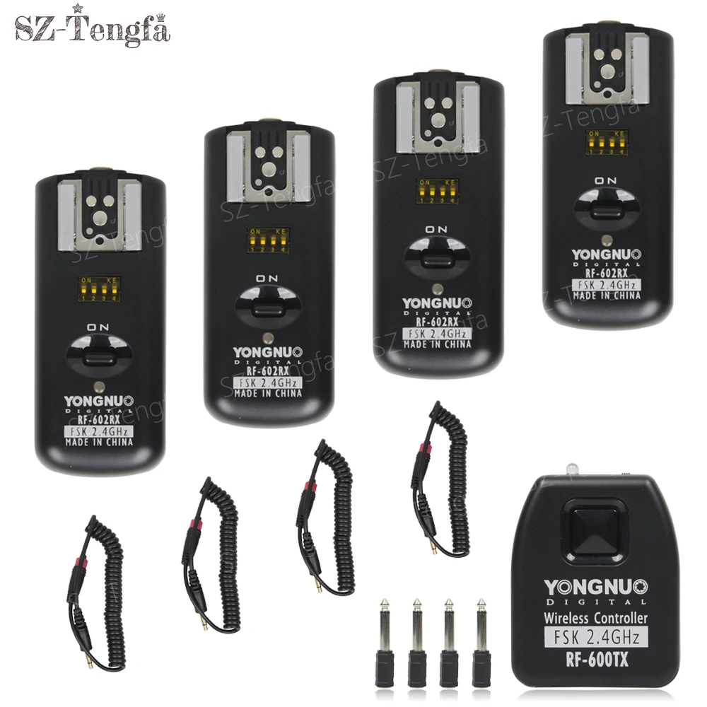 Yongnuo RF602 RF 602 2.4GHz Wireless Remote Flash Trigger 4 Receivers for Canonin Shutter