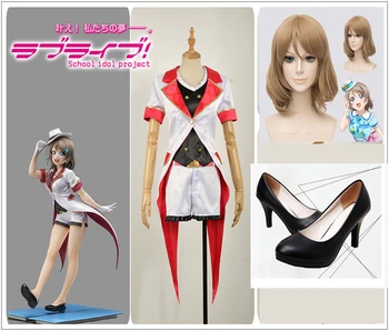 

LoveLive!SunShine! Aqours Palgantong Tickets Future Watanabe You Cosplay Costume Custom Girl Dress Tuxedo Suit Skirt Wig Shoes