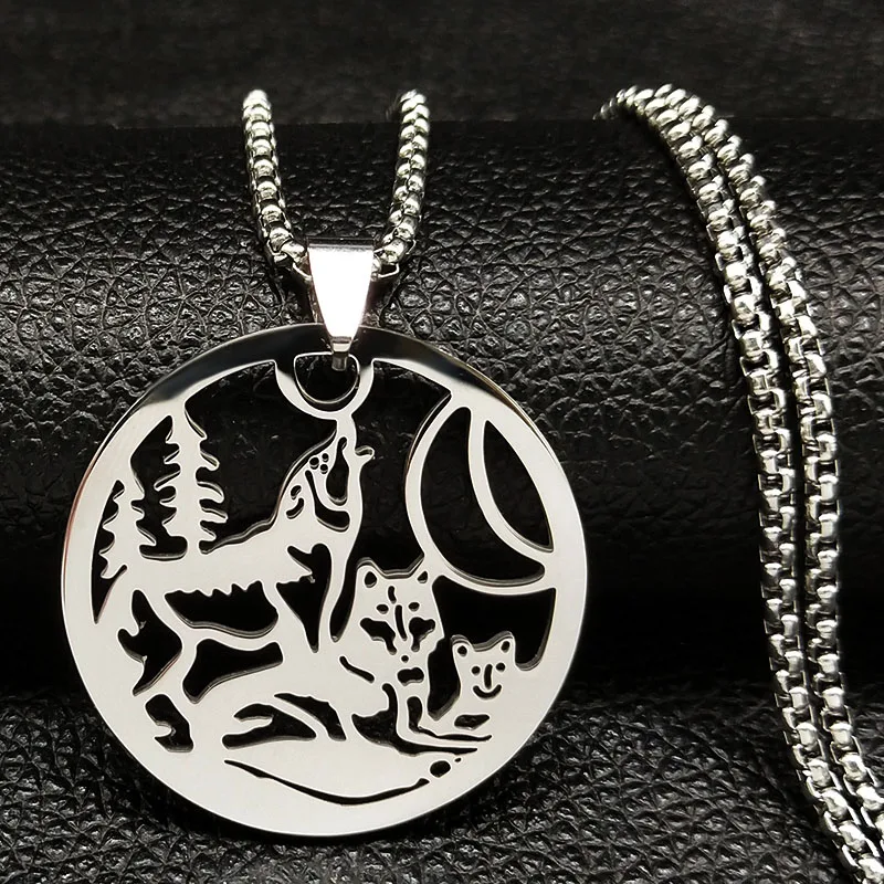 Famliy Wolf мужское ожерелье из нержавеющей стали с Т-образным ремешком для мужчин серебряного цвета ожерелья и подвески ювелирные изделия bisuteria mujer N18565
