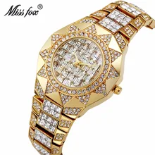 MISS FOX люкс новые роскошные модные женские часы с большим бриллиантом buzo mujer водонепроницаемые женские часы из Золотого Сплава moda mujer AAA