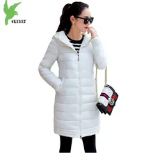 Autumn Winter Women Cotton Jacket Medium length Coats Fashion Solid color Parkas Hooded Thicker Plus size Loose Outerwear OKXGNZ