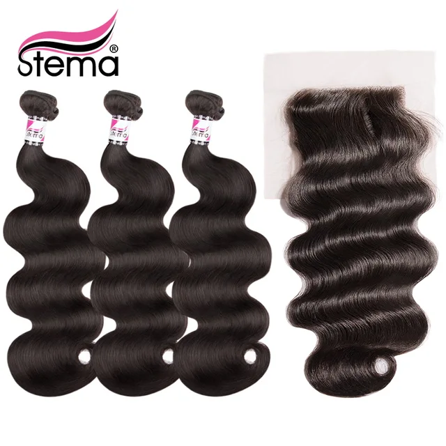 Special Offers Stema Body Wave 3 Hair Bundes With 4x4 Lace Closure Peruvian Remy Human Hair Bundles With Closure Natural Black Hair Extension Special Offers Stema Body Wave 3 Hair Bundes With 4x4 Lace Closure Peruvian Remy Human Hair Bundles With Closure Natural Black Hair Extension