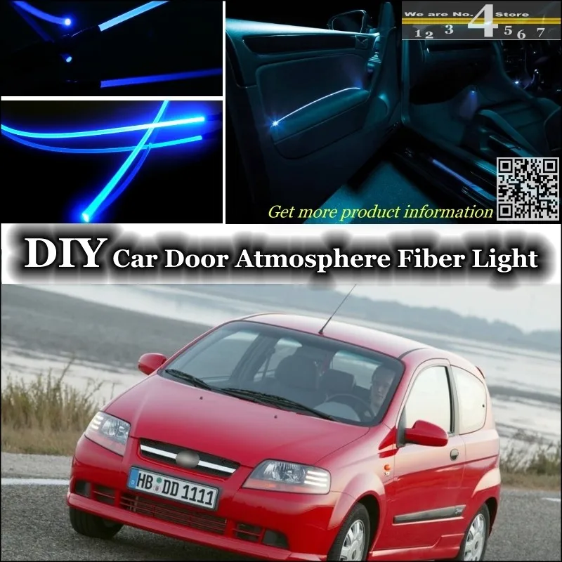 

For Chevrolet Kalos Lova interior Ambient Light Tuning Atmosphere Fiber Optic Band Lights Inside Door Panel illuminatio Tuning