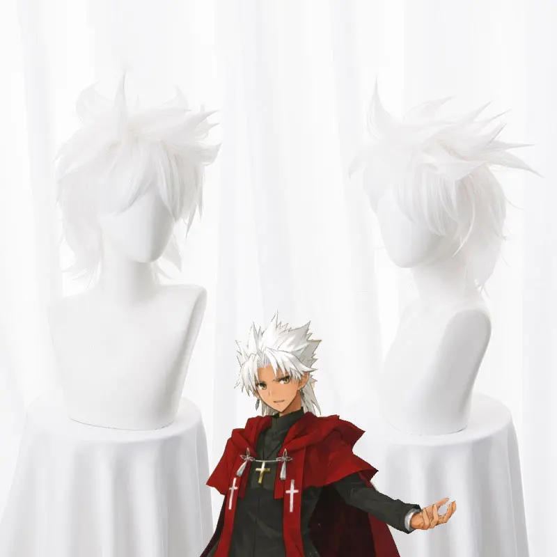 

FGO Fate/Apocrypha Amakusa Shirou Tokisada Kotomine Short White Fluffy Layered Synthetic Hair Cosplay Wig Heat Resistance