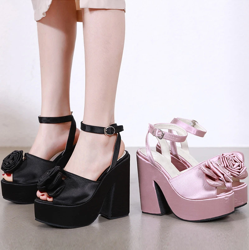 pink black heels