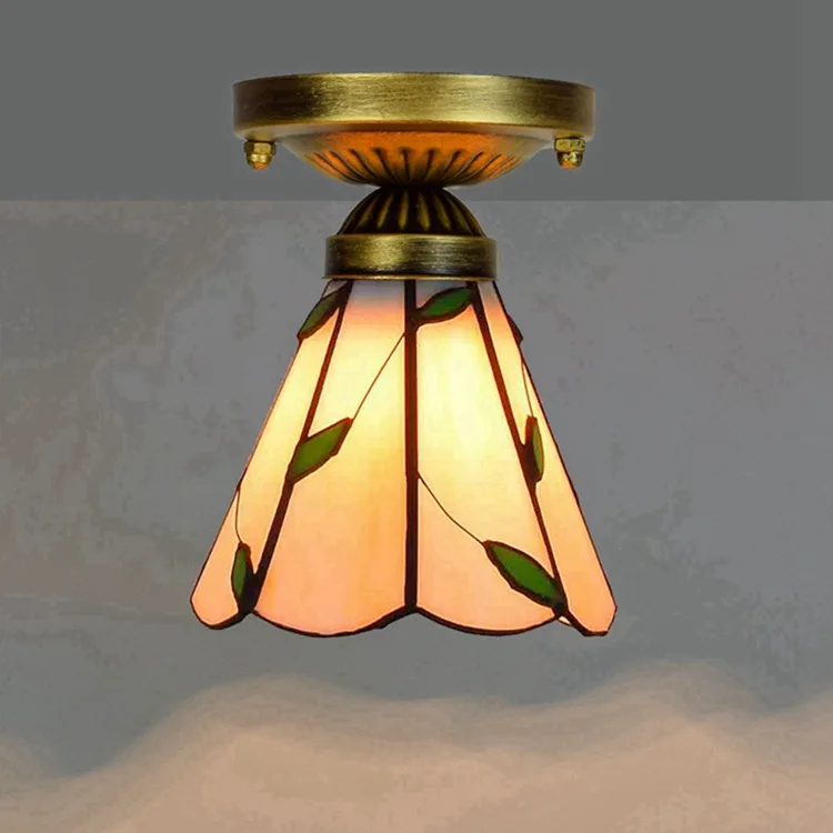 

Ou 6 inch 15CM Tiffany coloured glass aisle corridor balcony small dome light leaf luminaire
