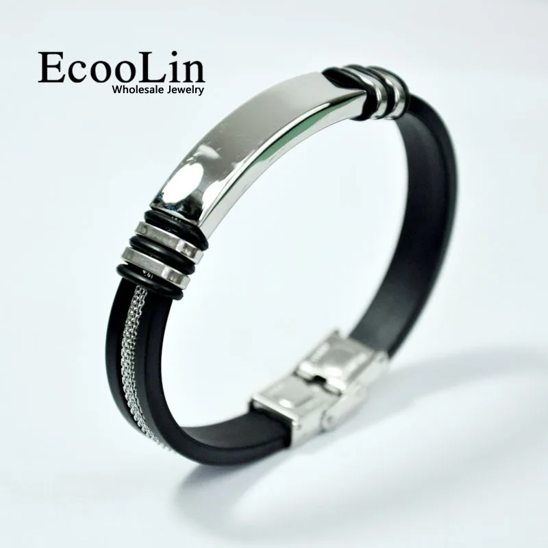 Buy 2018 Fashion Cool Wristband black Punk Rubber