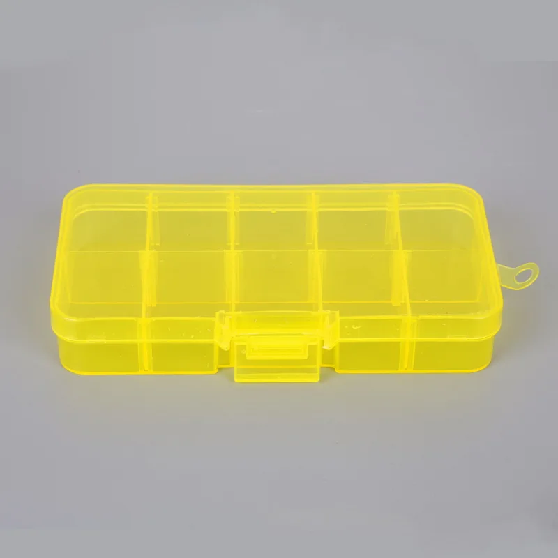 Красочные 10 сетки Регулируемый Прозрачный Пластик коробка для хранения небольших количеств компонентов швейные инструменты коробка бусины Кнопка Органайзер чехол - Цвет: Yellow