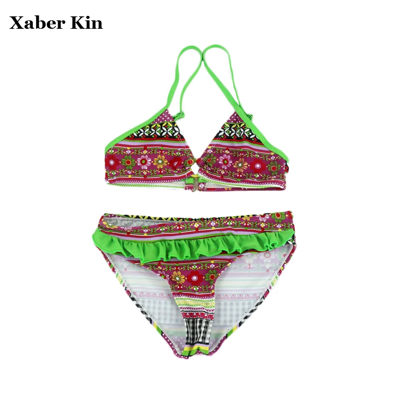 Girls Two Pieces Swimsuit Cute Green Lovely Children Beachwear Swimsuit